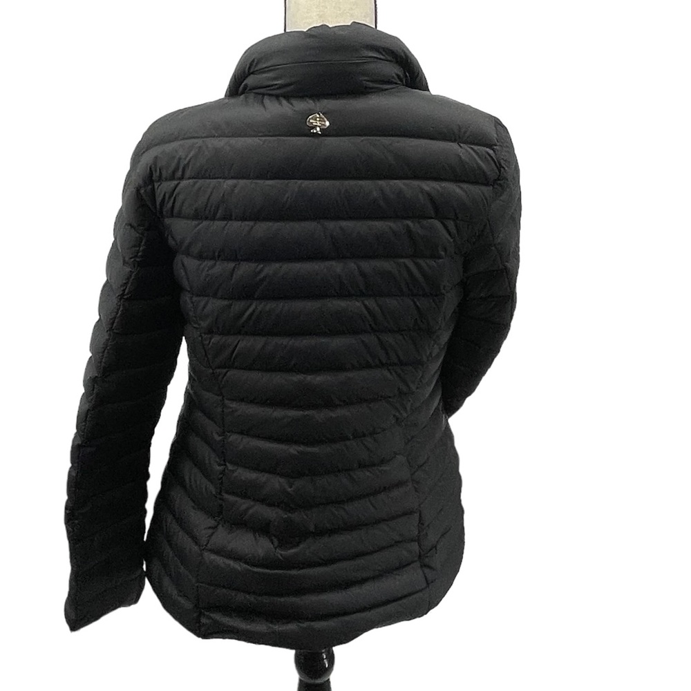 Kate Spade Quilted Down Puffer Full Zip Lightweight Hooded Jacket Black Small P - Picture 14 of 17